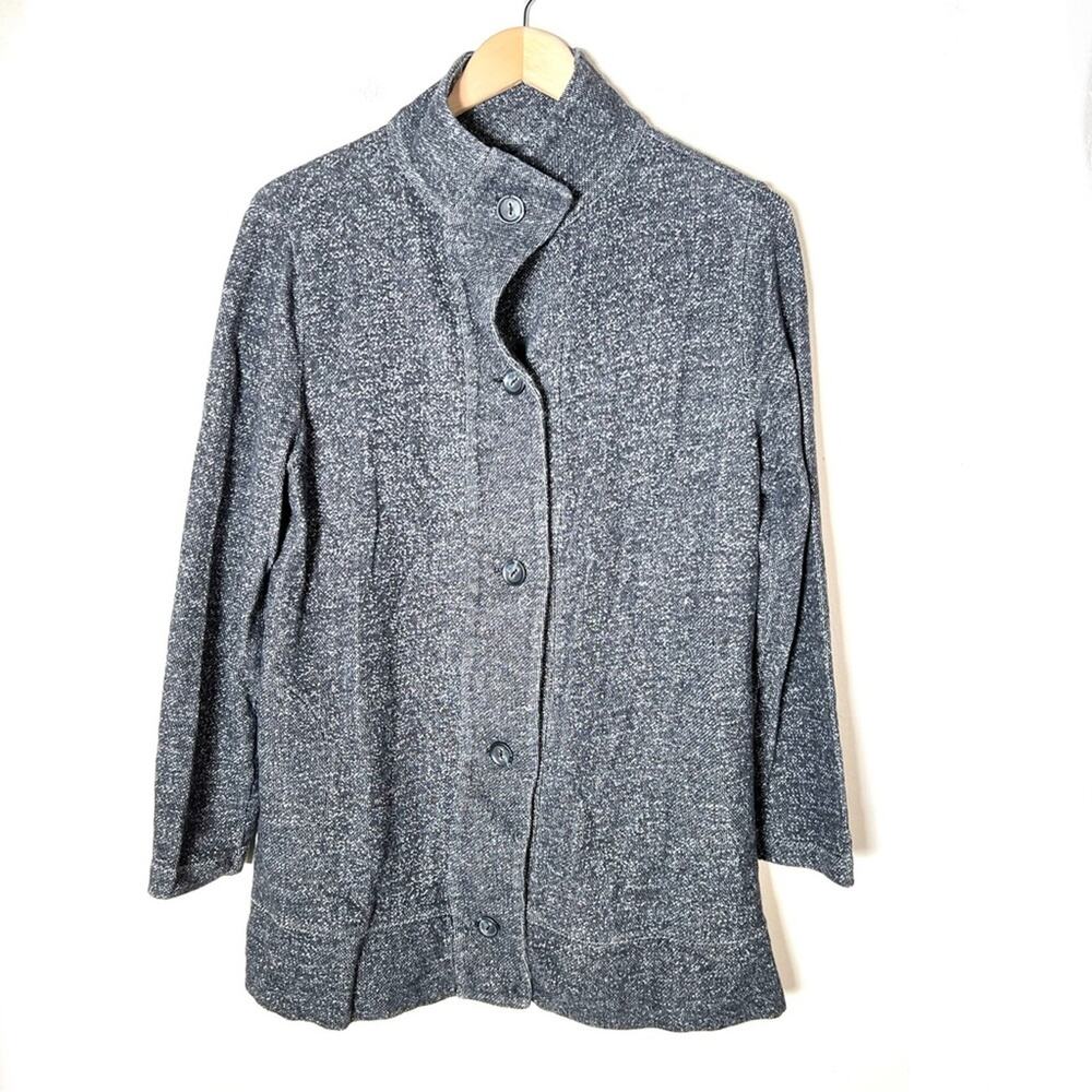 Soma gray and black button down casual lounge sweater jacket size large L B117